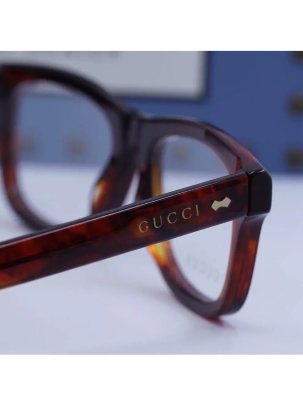 Gucci GG1526O 003 Square Eyeglasses Shiny Reddish Havana 52mm